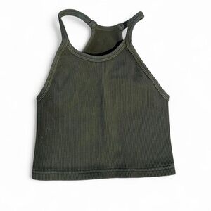 Dark Green Ribbed Tank Top